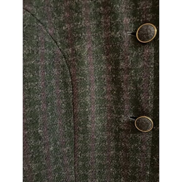 VTG CORE PLAY Women's Wool Double Breasted Gray Checked Jacket Military SZ 12 - Picture 3 of 12